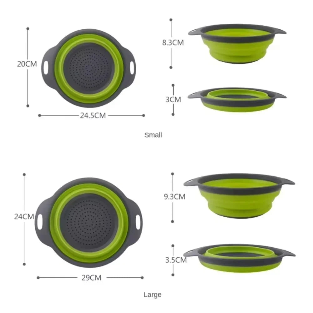 Escorredor Dobrável de Silicone para Frutas e Legumes – Cesto Multifuncional de Cozinha