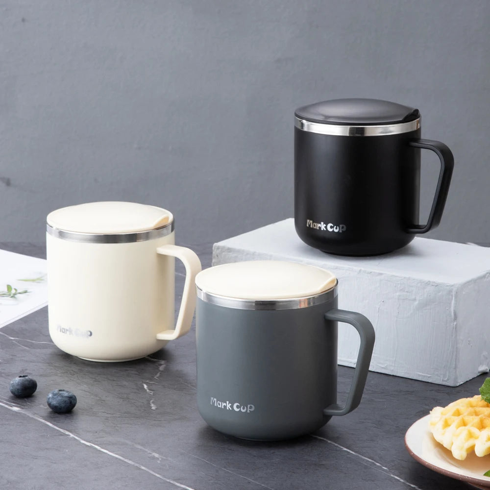 Caneca Térmica 400ml em Aço Inoxidável 304 – Portátil, com Tampa e Alça, Isolamento Térmico e Anti-Impacto