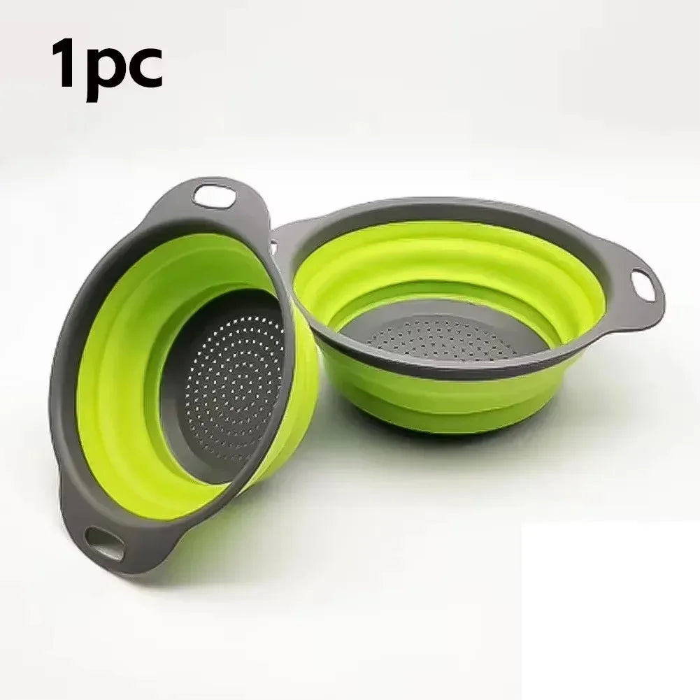 Escorredor Dobrável de Silicone para Frutas e Legumes – Cesto Multifuncional de Cozinha