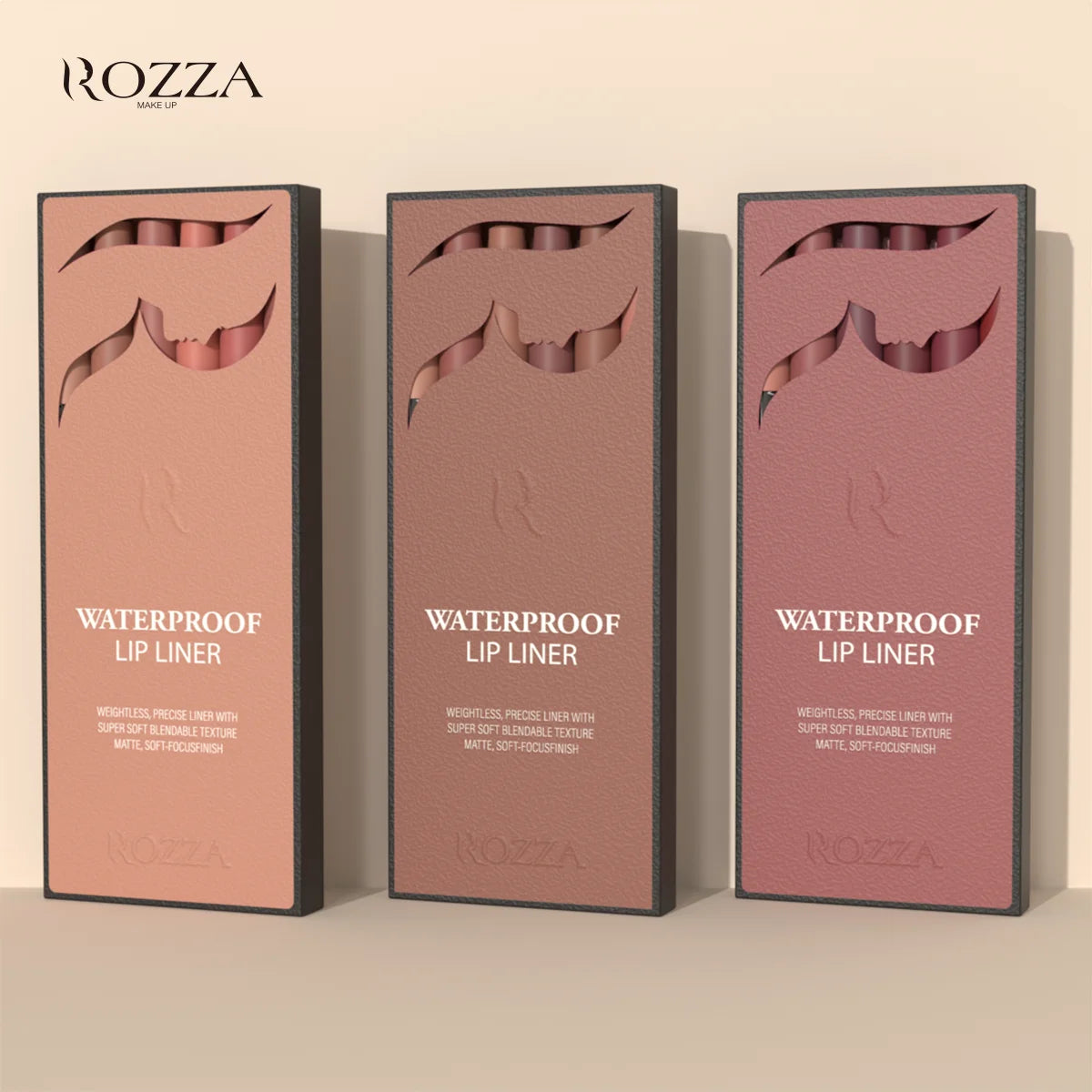 Kit Lápis de Contorno Labial Rozza Matte à Prova d’Água – Traço Preciso e Textura Suave