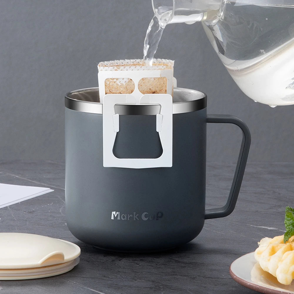 Caneca Térmica 400ml em Aço Inoxidável 304 – Portátil, com Tampa e Alça, Isolamento Térmico e Anti-Impacto