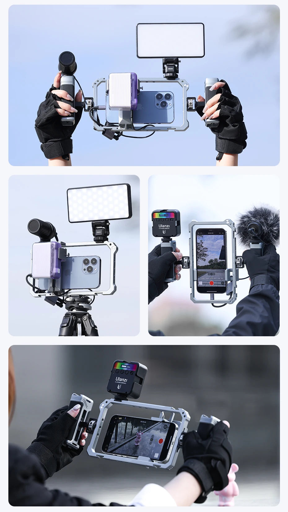 Ulanzi Rig Universal para Smartphone – Suporte com Dupla Empunhadura para Vlog, Vídeos e Fotografia (iPhone e Android)