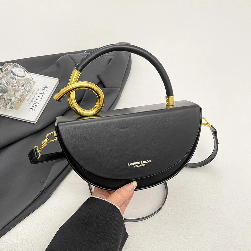 Bolsa Feminina Transversal Meia-Lua – Estilo Saddle em Couro PU, Design Elegante, 8 Cores Disponíveis