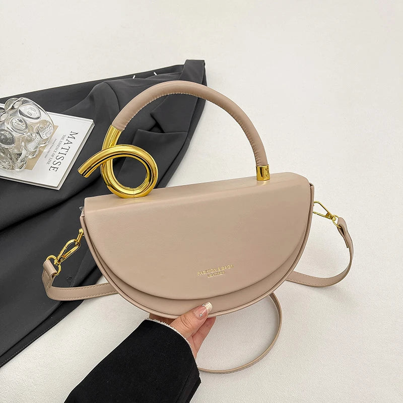 Bolsa Feminina Transversal Meia-Lua – Estilo Saddle em Couro PU, Design Elegante, 8 Cores Disponíveis