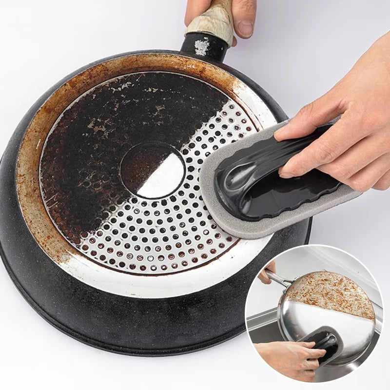 Esponja Mágica com Cabo para Limpeza – Remove Sujeira, Gordura e Ferrugem