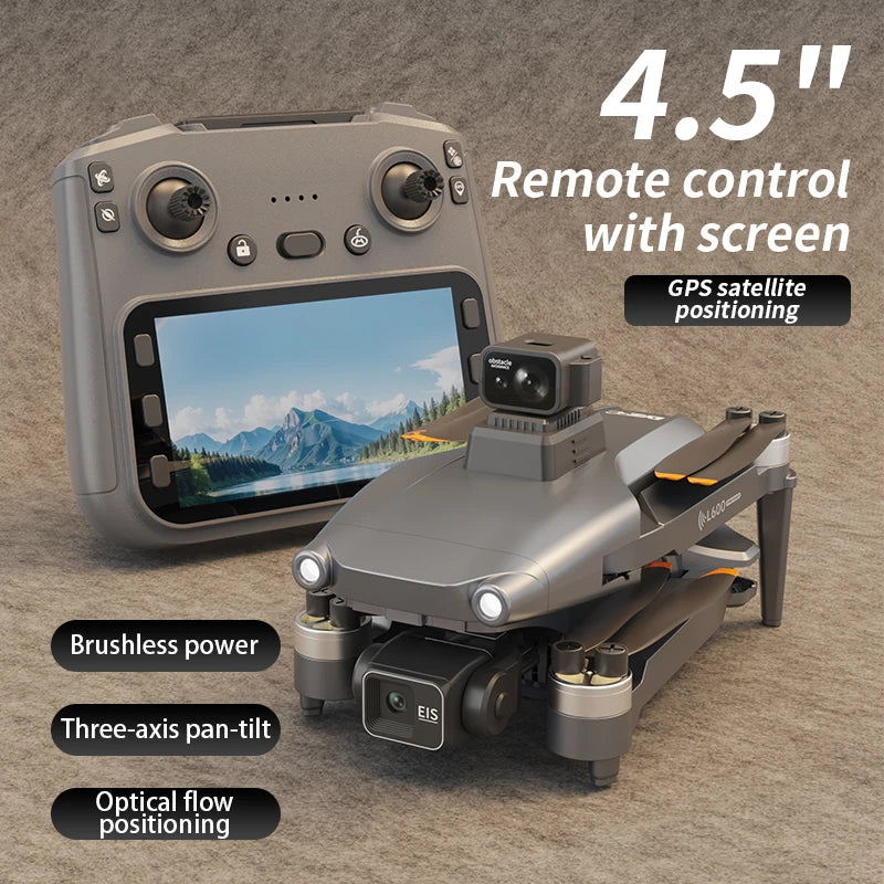 Drone Profissional L600 Pro Max – Câmera 8K, Gimbal 3 Eixos, Wi-Fi, Evitação de Obstáculos 360°, Tela Grande, FPV, Motor Brushless