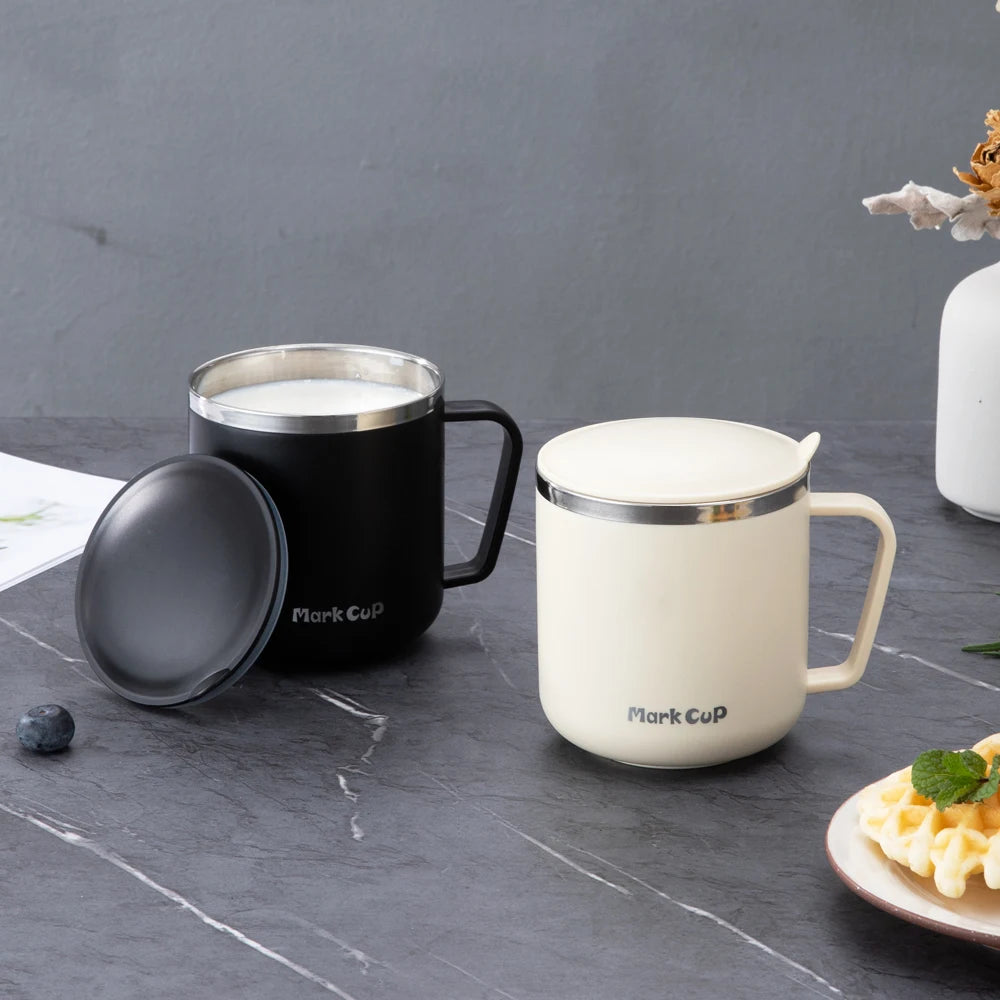 Caneca Térmica 400ml em Aço Inoxidável 304 – Portátil, com Tampa e Alça, Isolamento Térmico e Anti-Impacto