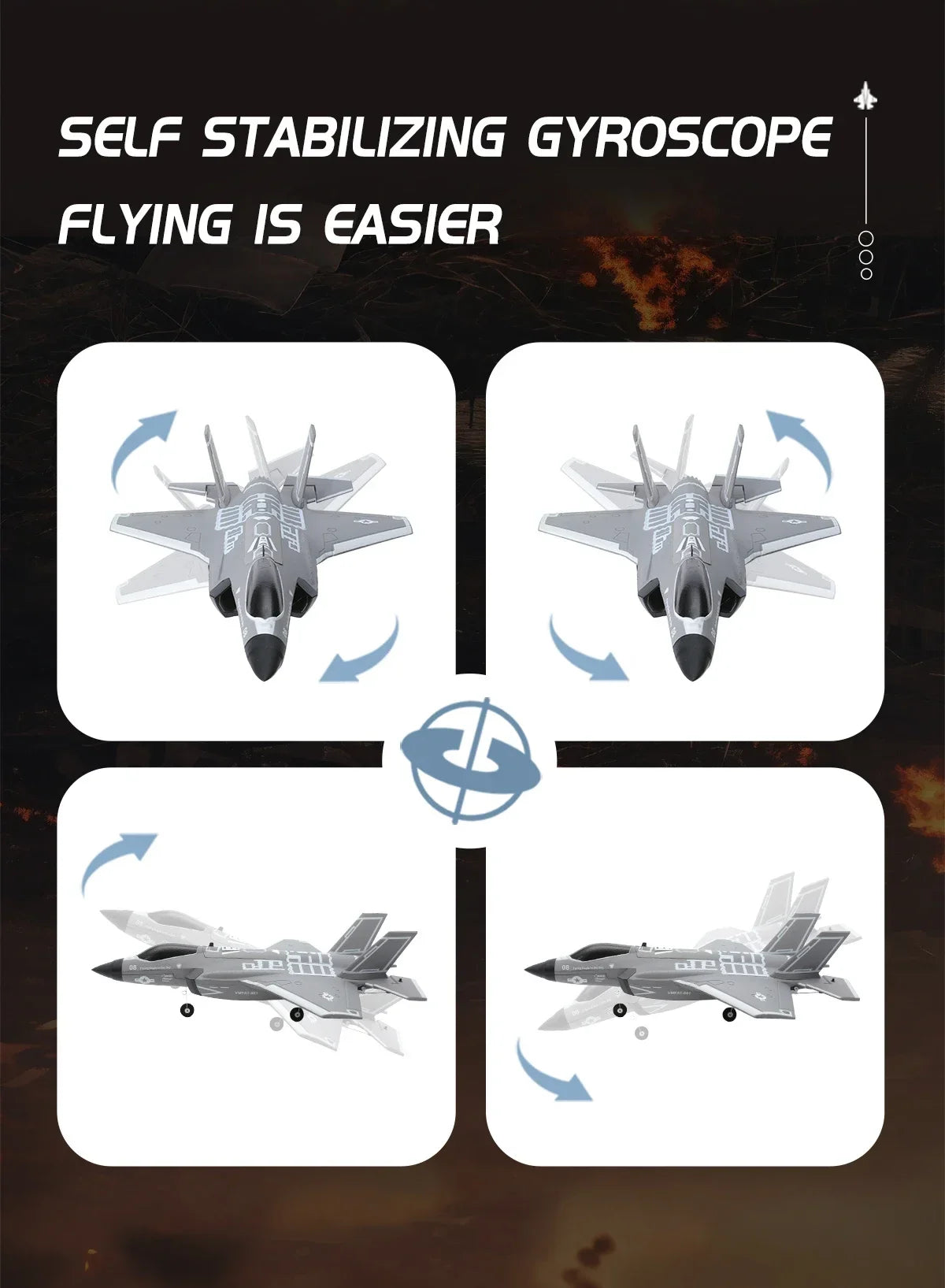 Avião RC F35 FX9635 – Jato 2.4G 4 Canais com Motor Brushless | Presente Ideal para Adultos e Jovens