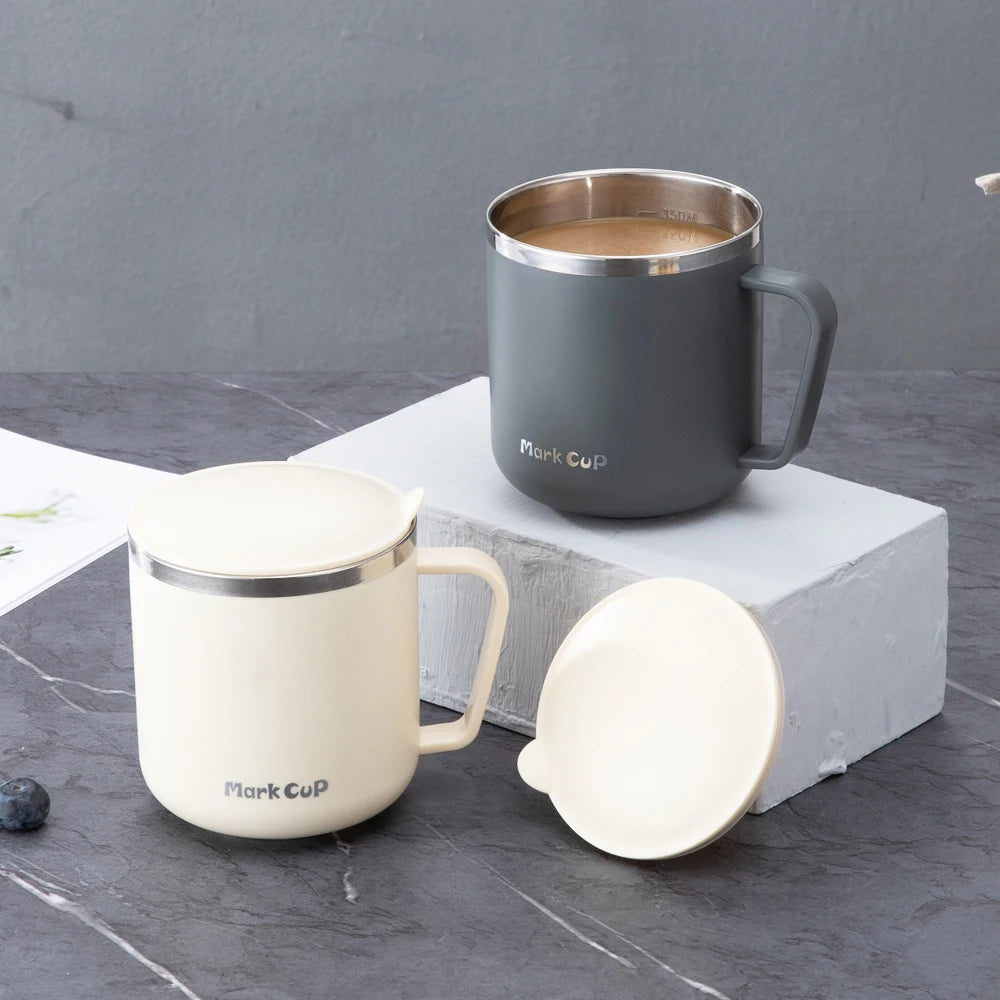 Caneca Térmica 400ml em Aço Inoxidável 304 – Portátil, com Tampa e Alça, Isolamento Térmico e Anti-Impacto