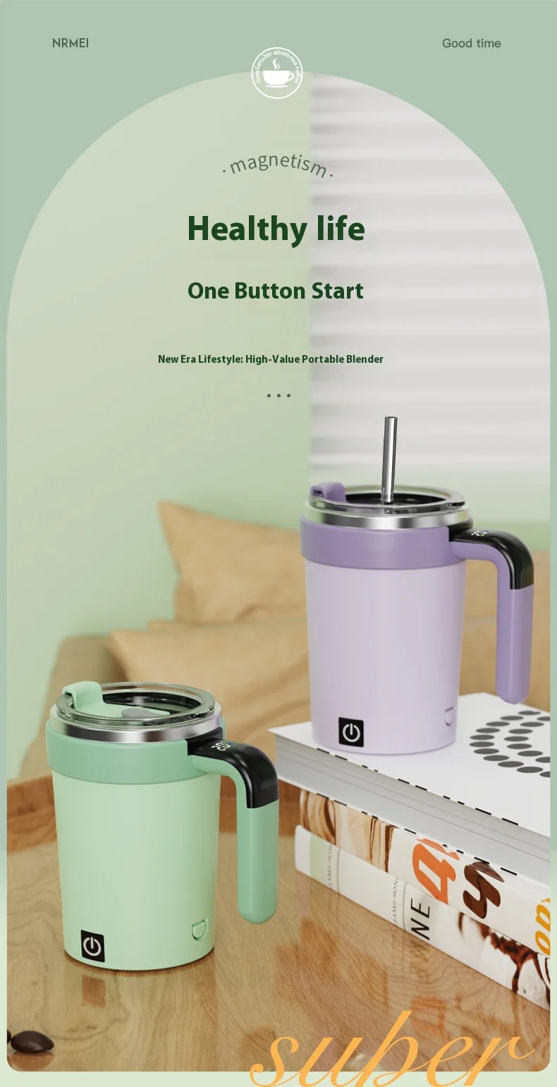 Caneca Inteligente com Medidor de Temperatura e Misturador Automático Magnético – Copo Elétrico Portátil para Café, Shake e Fitness