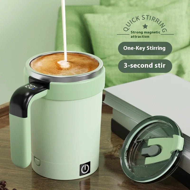 Caneca Inteligente com Medidor de Temperatura e Misturador Automático Magnético – Copo Elétrico Portátil para Café, Shake e Fitness