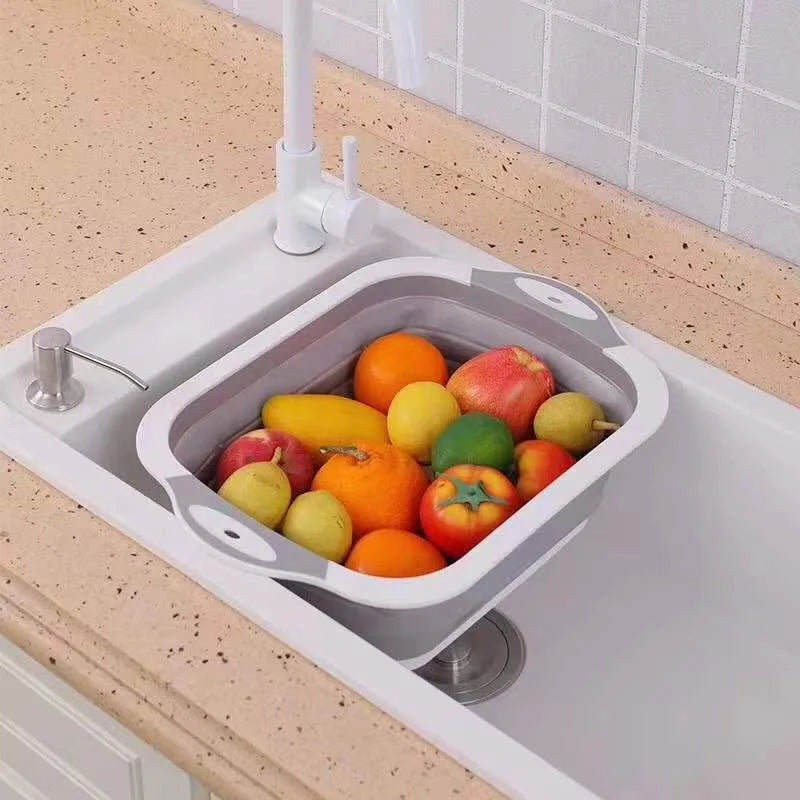 Tábua de Corte Dobrável 3 em 1 com Escorredor – Multifuncional para Cozinha