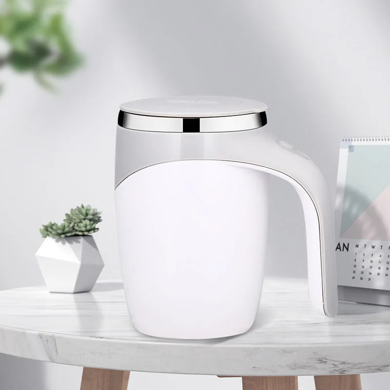 Caneca Misturadora Automática Elétrica Recarregável – Copo de Café Portátil em Aço Inoxidável com Sistema Magnético Giratório