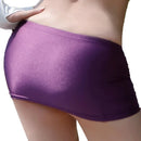 Minissaia feminina transparente de cintura baixa com cós elástico