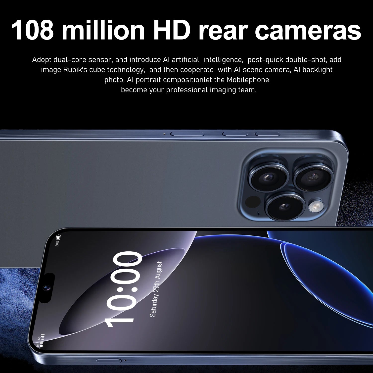 i16 Pro Max 2026 – Tela HD de 6,8”, Dual SIM, Bateria de 6800mAh, Reconhecimento Facial