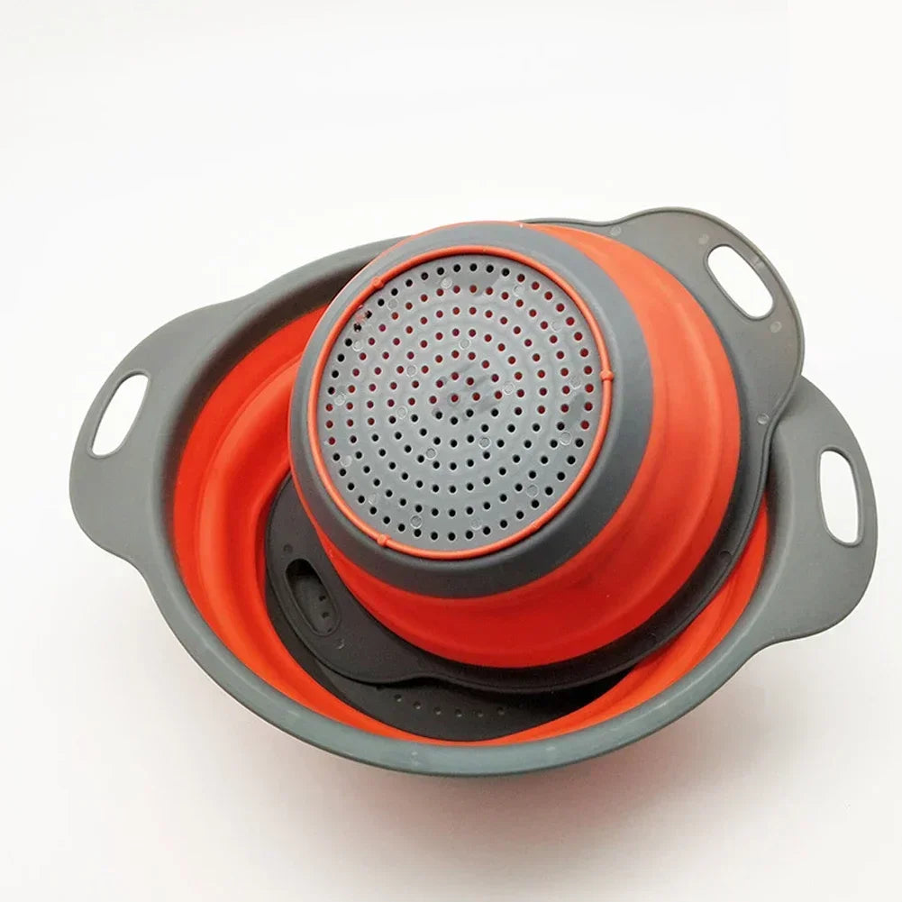 Escorredor Dobrável de Silicone para Frutas e Legumes – Cesto Multifuncional de Cozinha