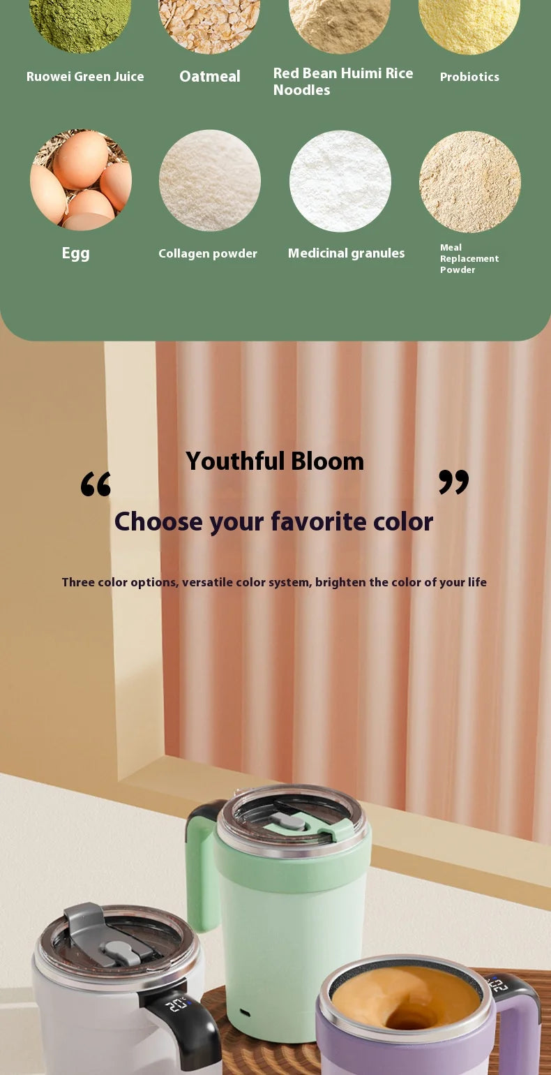 Caneca Inteligente com Medidor de Temperatura e Misturador Automático Magnético – Copo Elétrico Portátil para Café, Shake e Fitness