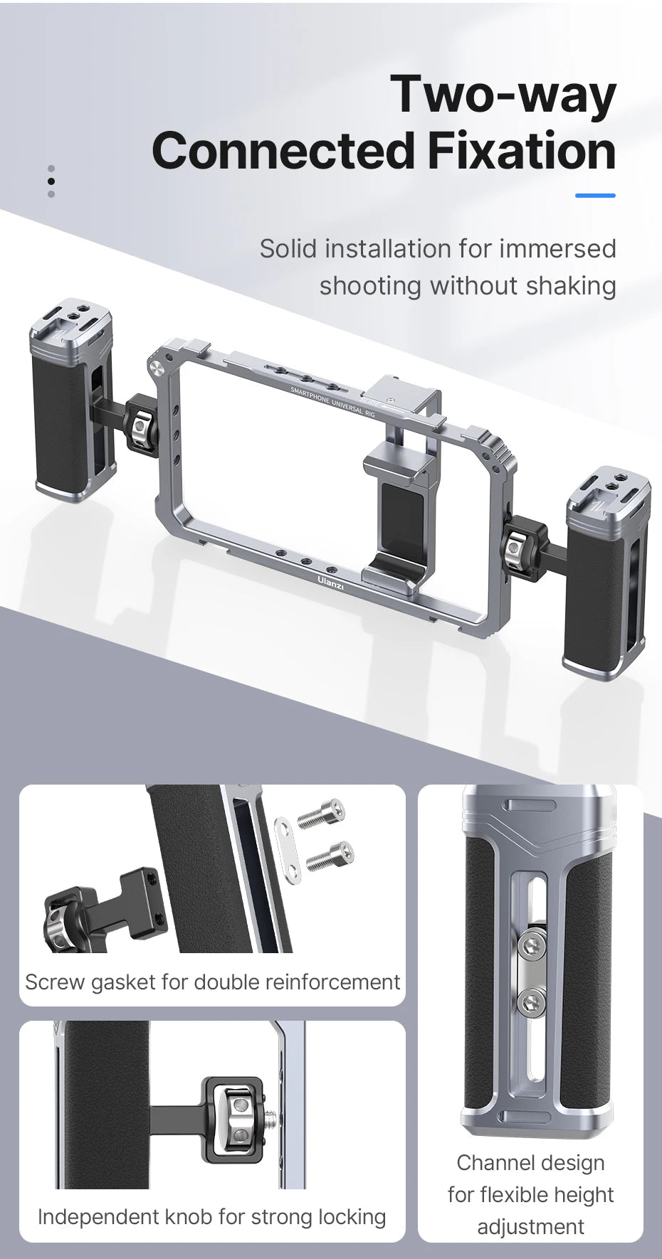 Ulanzi Rig Universal para Smartphone – Suporte com Dupla Empunhadura para Vlog, Vídeos e Fotografia (iPhone e Android)