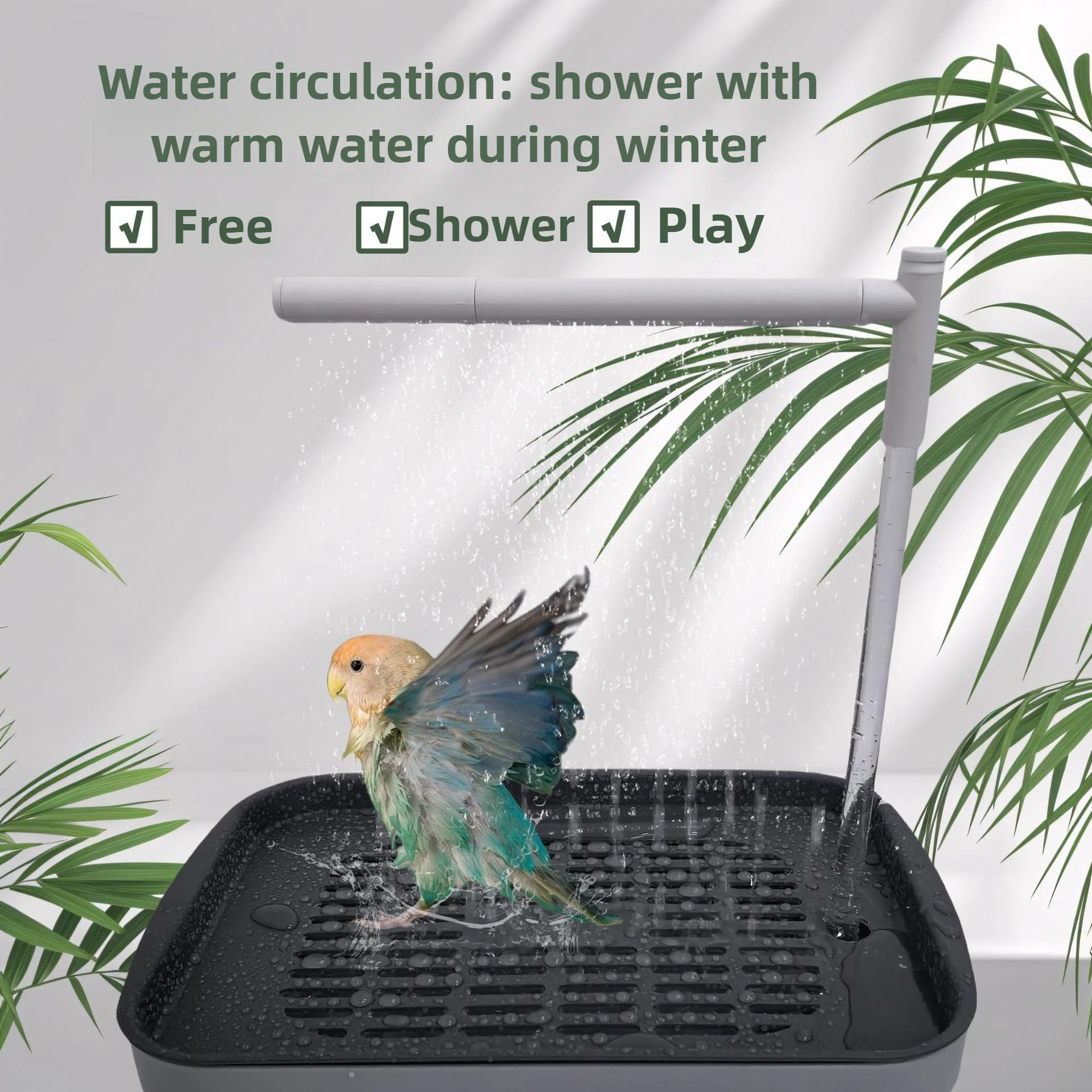 Banheira Automática para Pássaros com Circulação de Água – Ideal para Calopsitas e Aves Pequenas