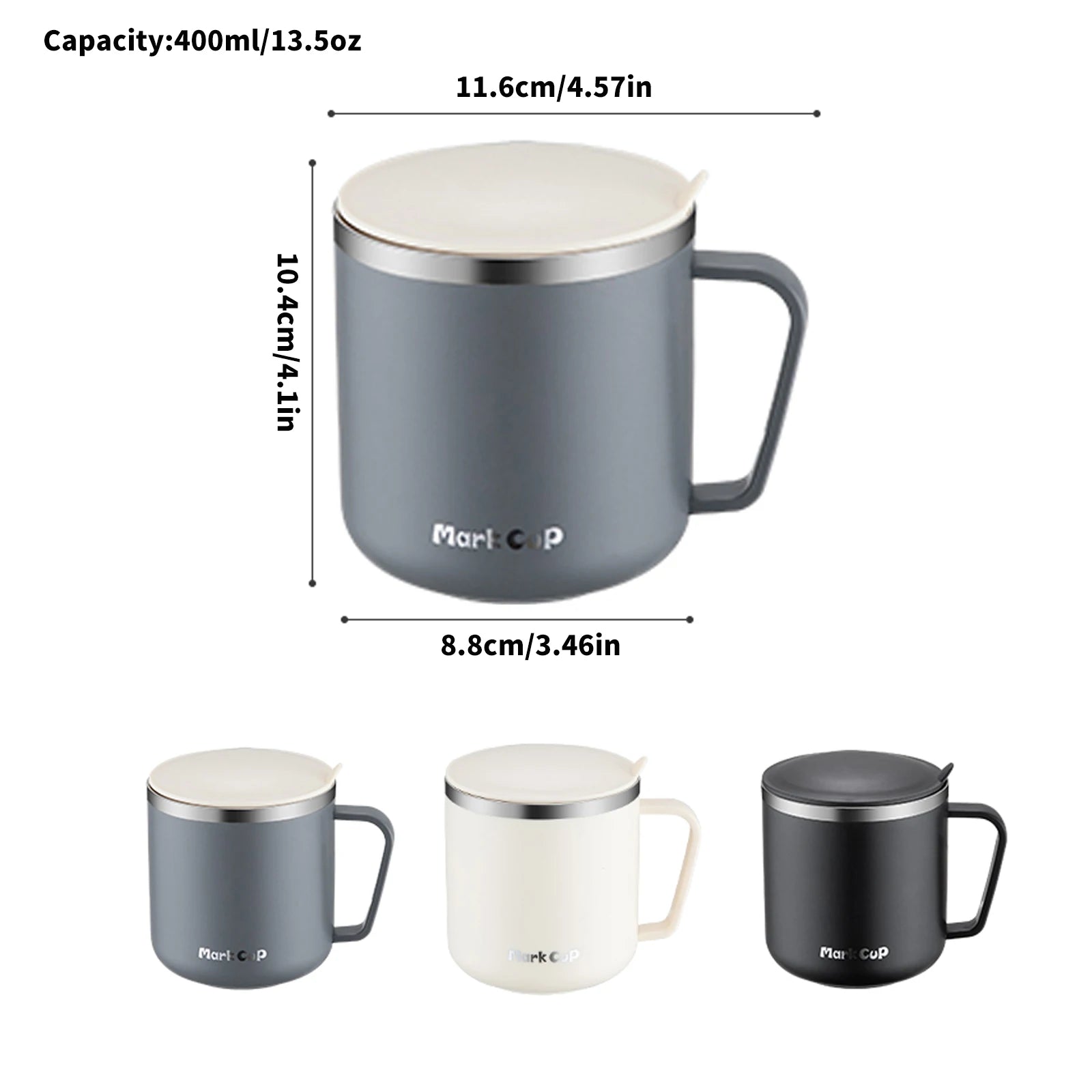 Caneca Térmica 400ml em Aço Inoxidável 304 – Portátil, com Tampa e Alça, Isolamento Térmico e Anti-Impacto