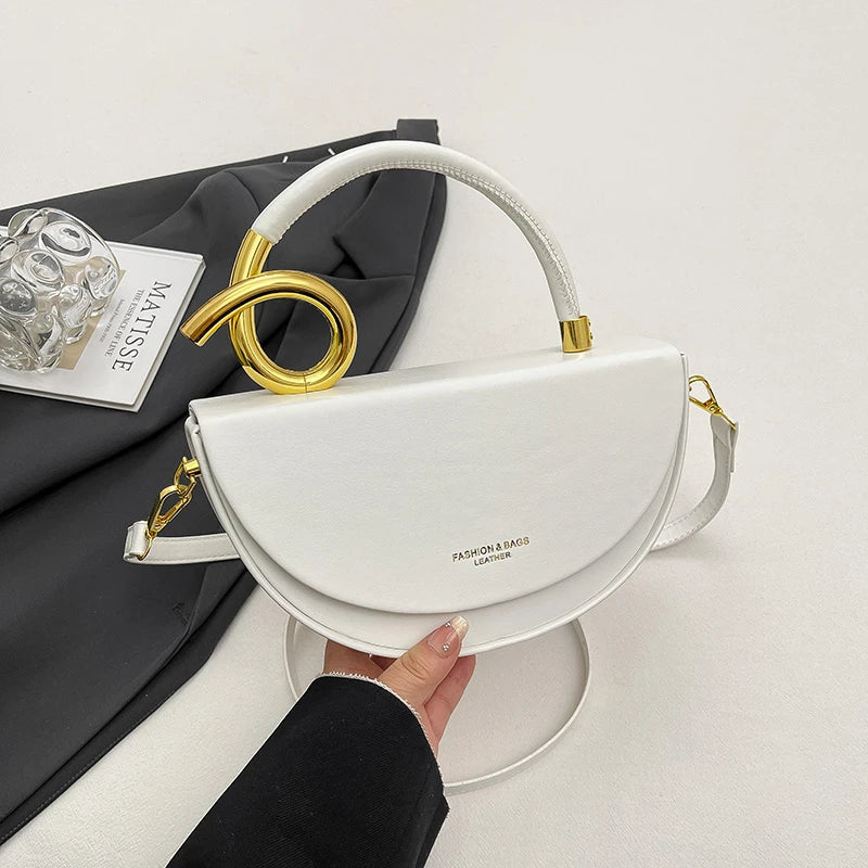Bolsa Feminina Transversal Meia-Lua – Estilo Saddle em Couro PU, Design Elegante, 8 Cores Disponíveis