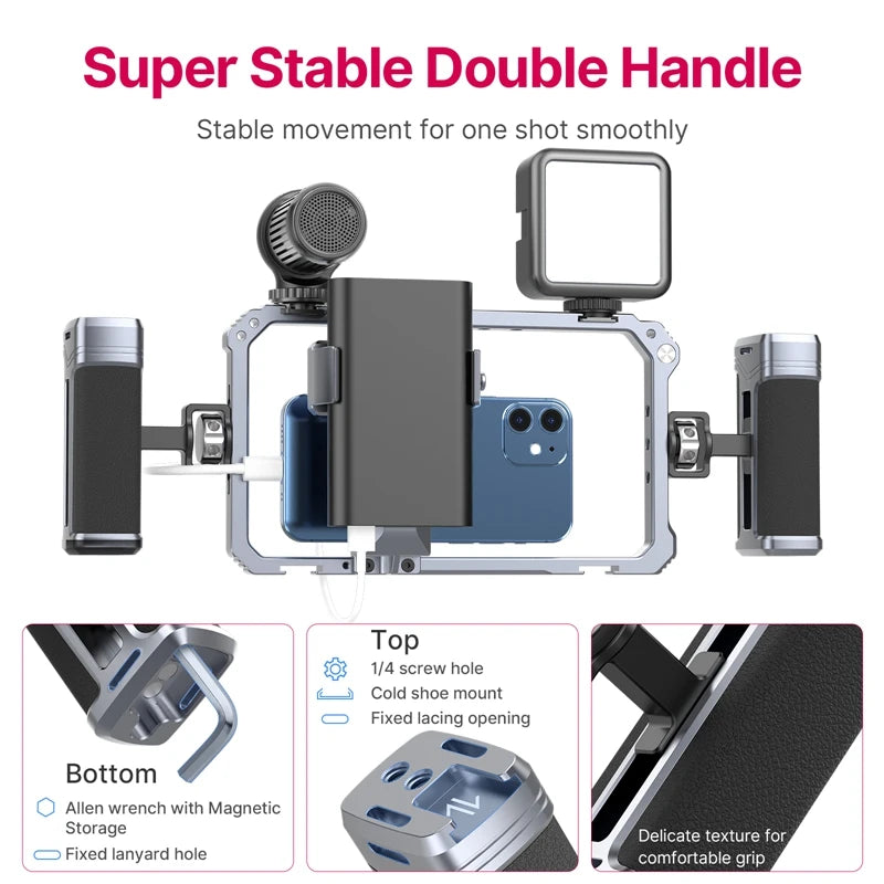 Ulanzi Rig Universal para Smartphone – Suporte com Dupla Empunhadura para Vlog, Vídeos e Fotografia (iPhone e Android)