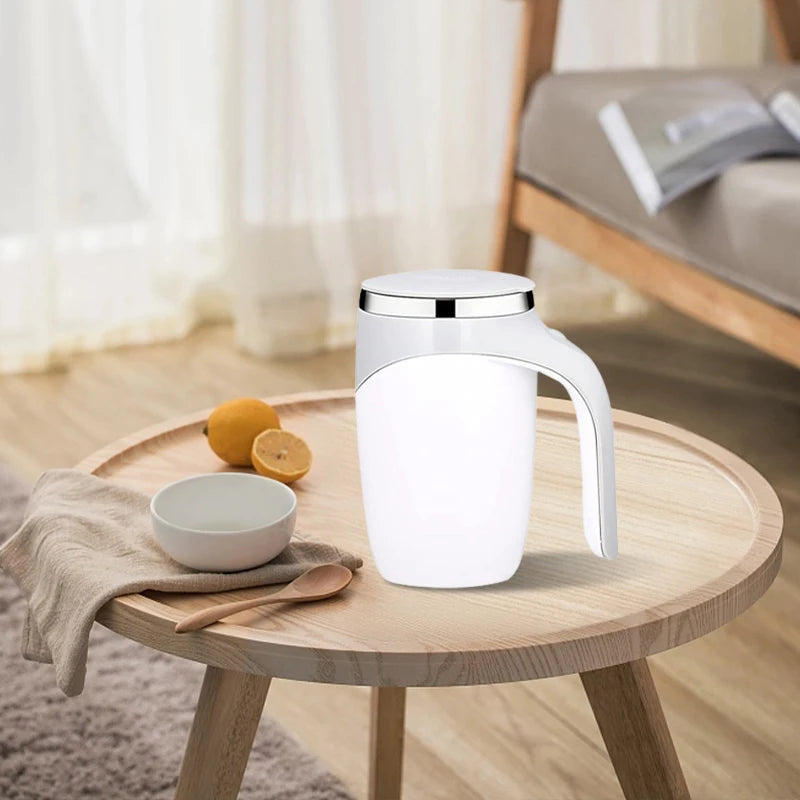 Caneca Misturadora Automática Elétrica Recarregável – Copo de Café Portátil em Aço Inoxidável com Sistema Magnético Giratório