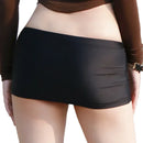 Minissaia feminina transparente de cintura baixa com cós elástico