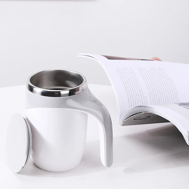 Caneca Misturadora Automática Elétrica Recarregável – Copo de Café Portátil em Aço Inoxidável com Sistema Magnético Giratório