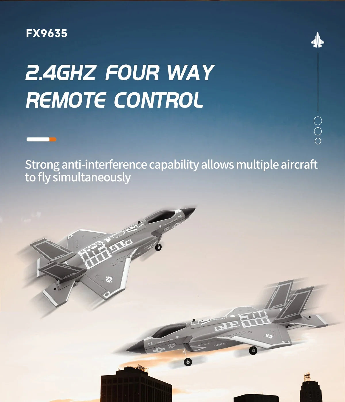 Avião RC F35 FX9635 – Jato 2.4G 4 Canais com Motor Brushless | Presente Ideal para Adultos e Jovens