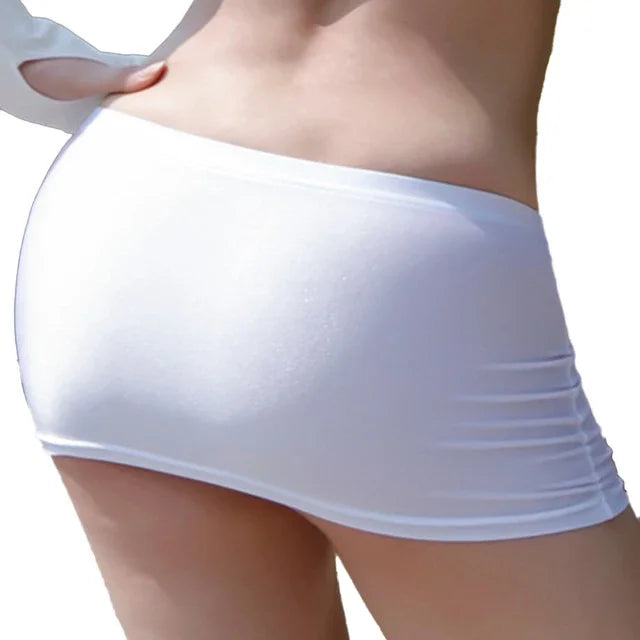 Minissaia feminina transparente de cintura baixa com cós elástico