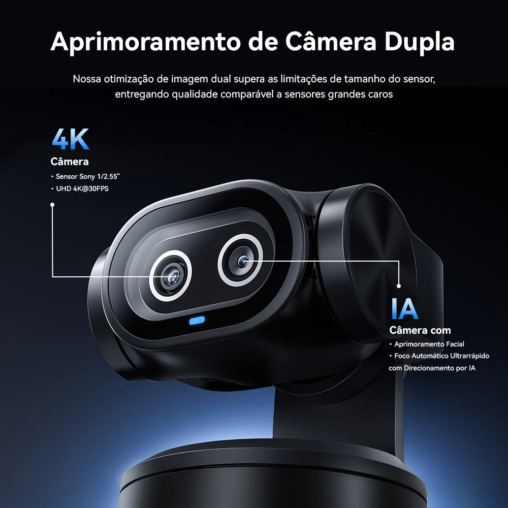 4K Webcam EMEET PIXY Dual-Camera AI Tracking Video Camera for Live Streaming With Sony Sensor Gesture Control Autofocus 3 Mics