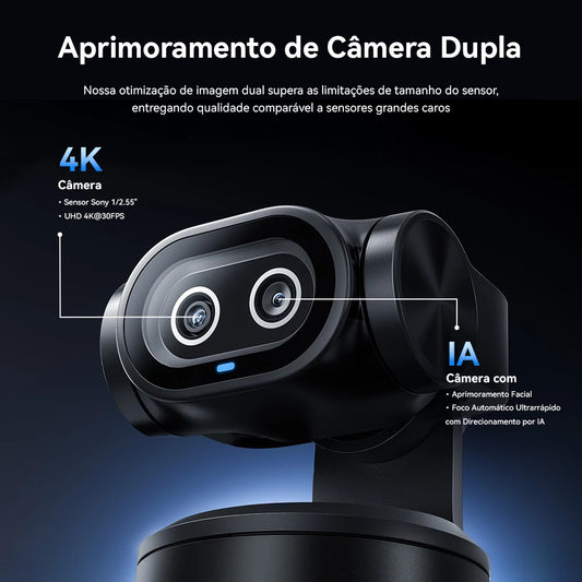 4K Webcam EMEET PIXY Dual-Camera AI Tracking Video Camera for Live Streaming With Sony Sensor Gesture Control Autofocus 3 Mics