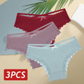3 Calcinhas femininas de algodão, sexy, cintura baixa, renda, calcinha, macia, respirável, lingerie feminina íntima.