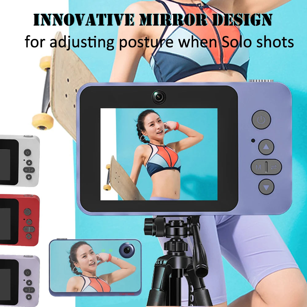 Câmera Digital 4K para Selfie e Vlog – Zoom 8X, Full HD 1080p, Mini Retro CCD, Ideal para Viagens e Estudantes