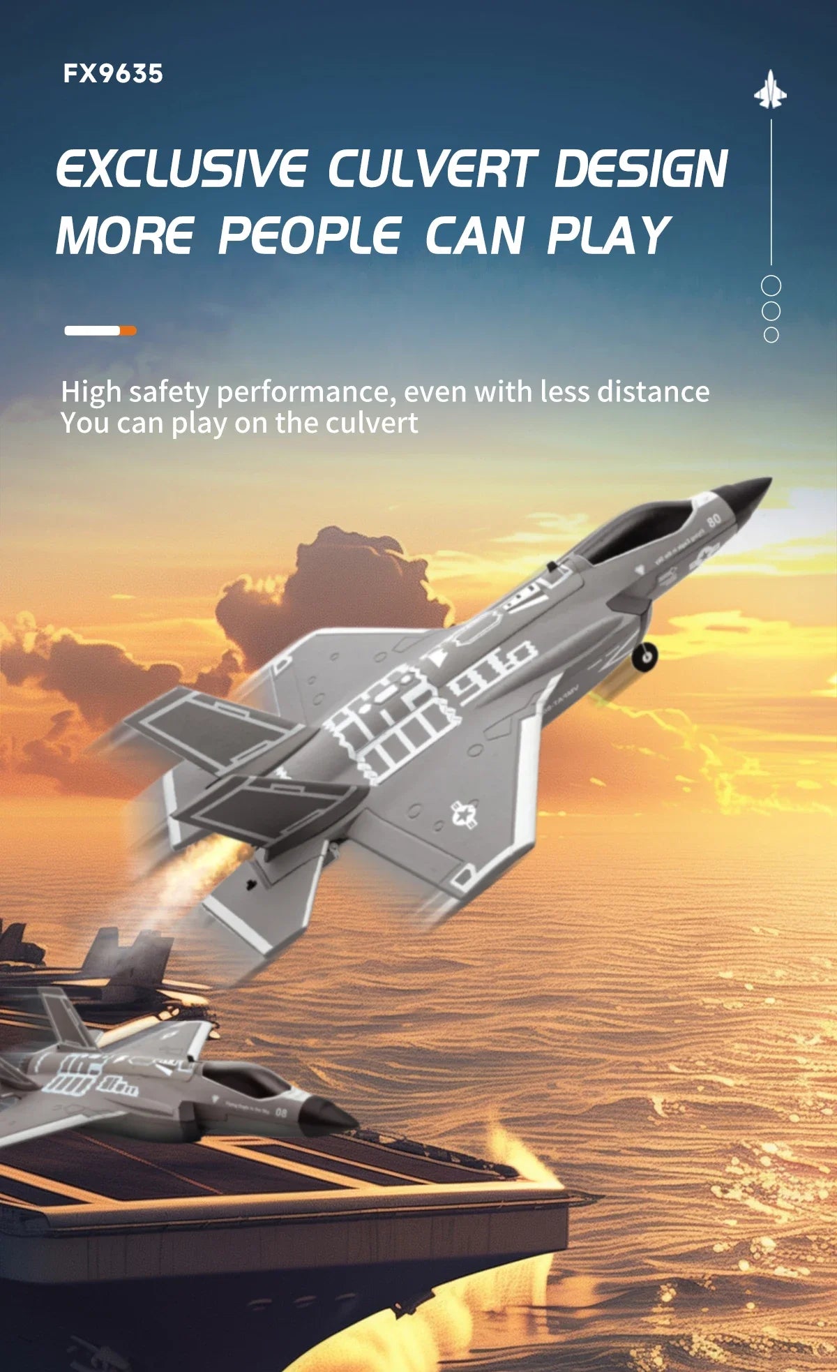 Avião RC F35 FX9635 – Jato 2.4G 4 Canais com Motor Brushless | Presente Ideal para Adultos e Jovens