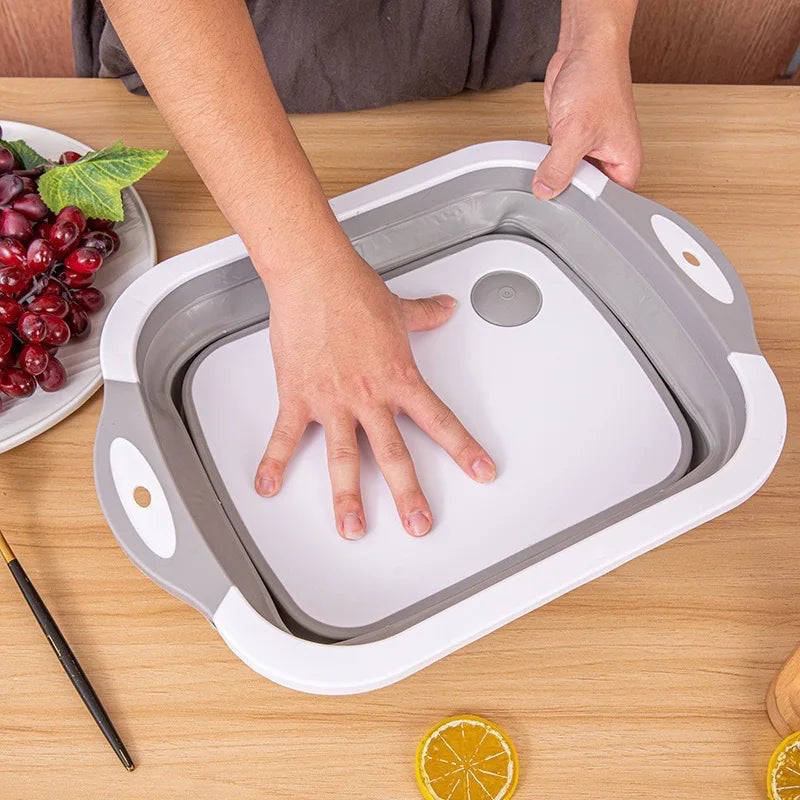 Tábua de Corte Dobrável 3 em 1 com Escorredor – Multifuncional para Cozinha