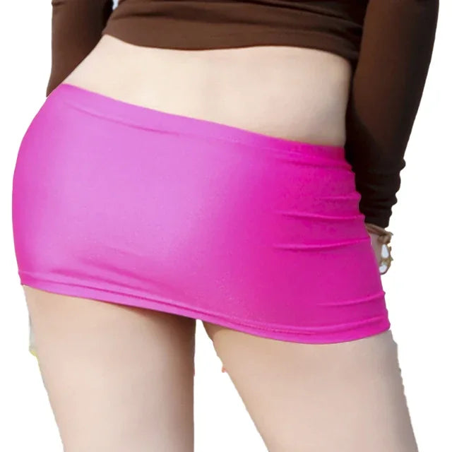 Minissaia feminina transparente de cintura baixa com cós elástico