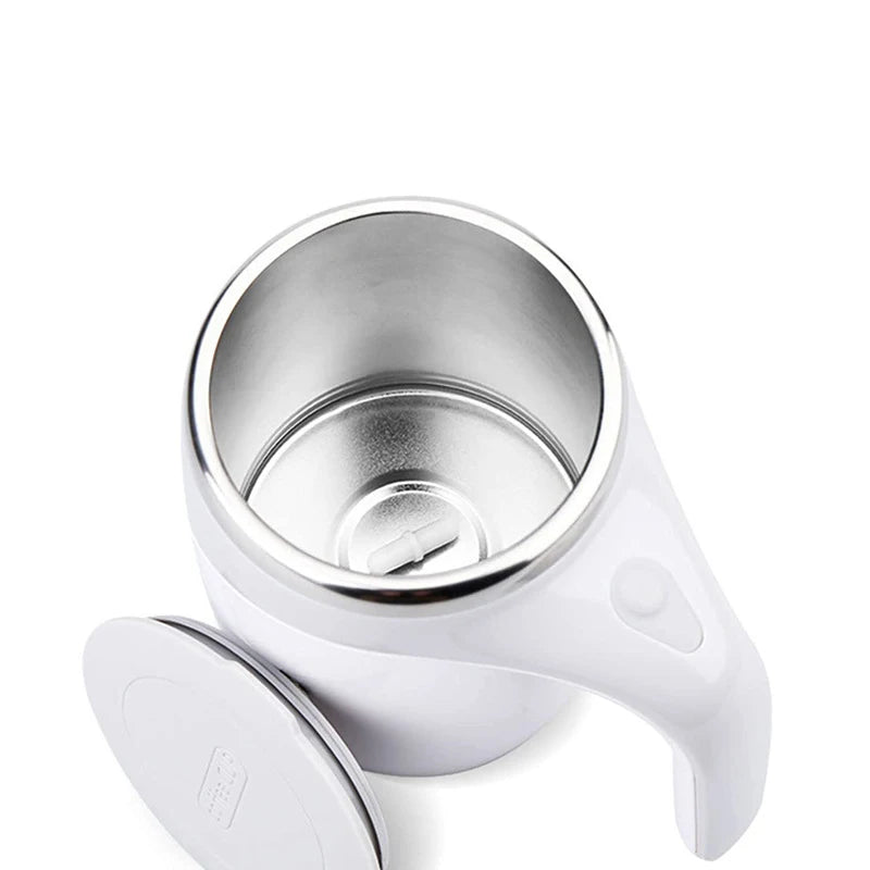 Caneca Misturadora Automática Elétrica Recarregável – Copo de Café Portátil em Aço Inoxidável com Sistema Magnético Giratório