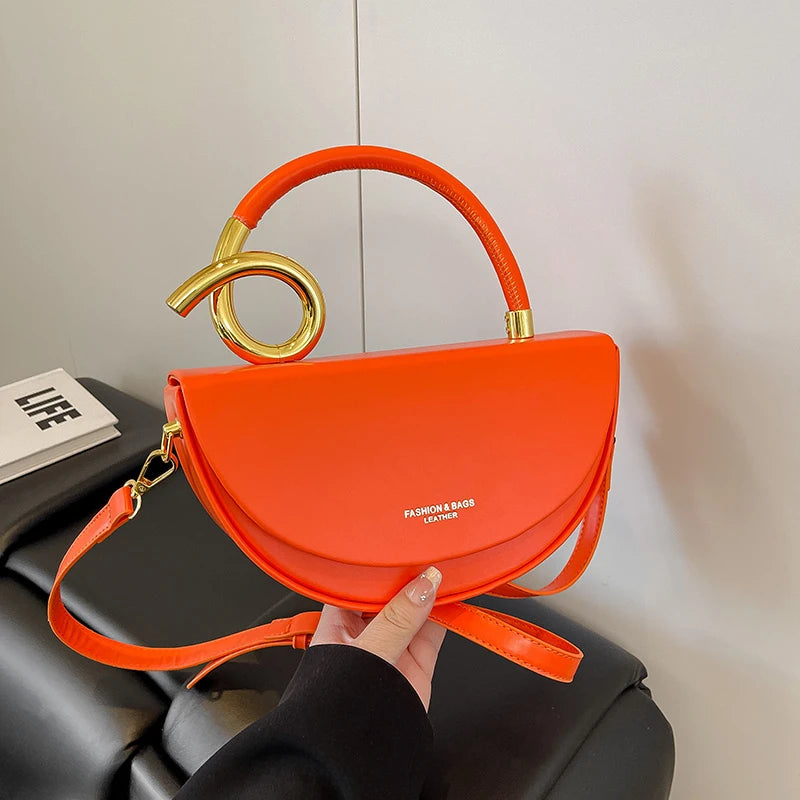 Bolsa Feminina Transversal Meia-Lua – Estilo Saddle em Couro PU, Design Elegante, 8 Cores Disponíveis