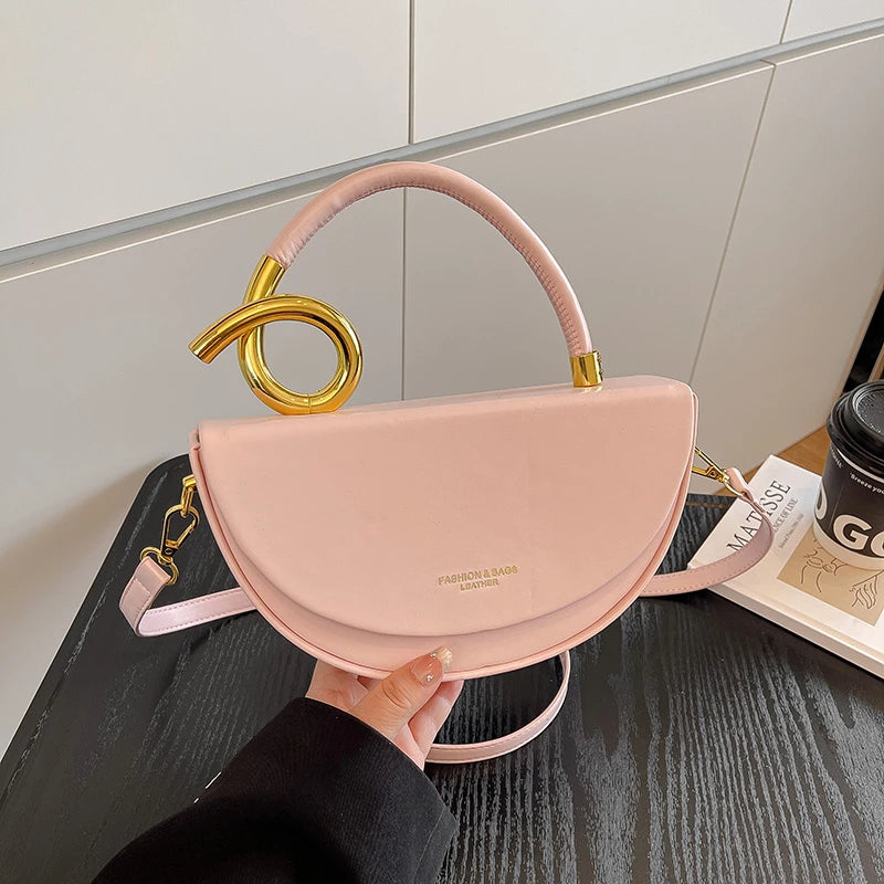 Bolsa Feminina Transversal Meia-Lua – Estilo Saddle em Couro PU, Design Elegante, 8 Cores Disponíveis