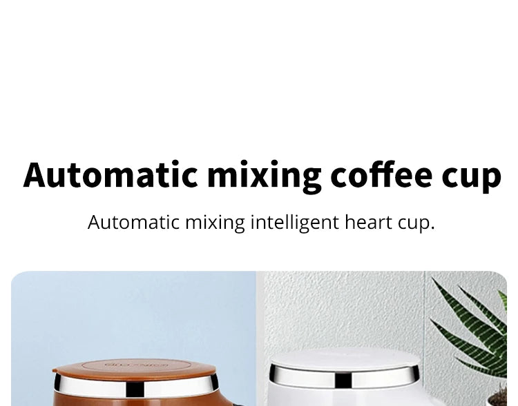 Caneca Misturadora Automática Elétrica Recarregável – Copo de Café Portátil em Aço Inoxidável com Sistema Magnético Giratório