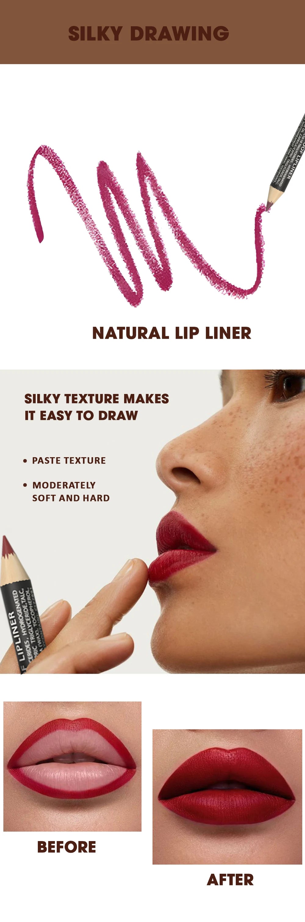 Kit Lápis de Contorno Labial Rozza Matte à Prova d’Água – Traço Preciso e Textura Suave