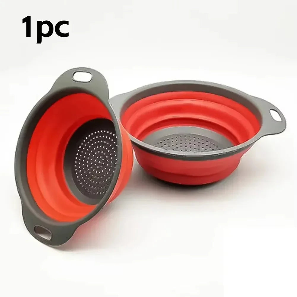Escorredor Dobrável de Silicone para Frutas e Legumes – Cesto Multifuncional de Cozinha