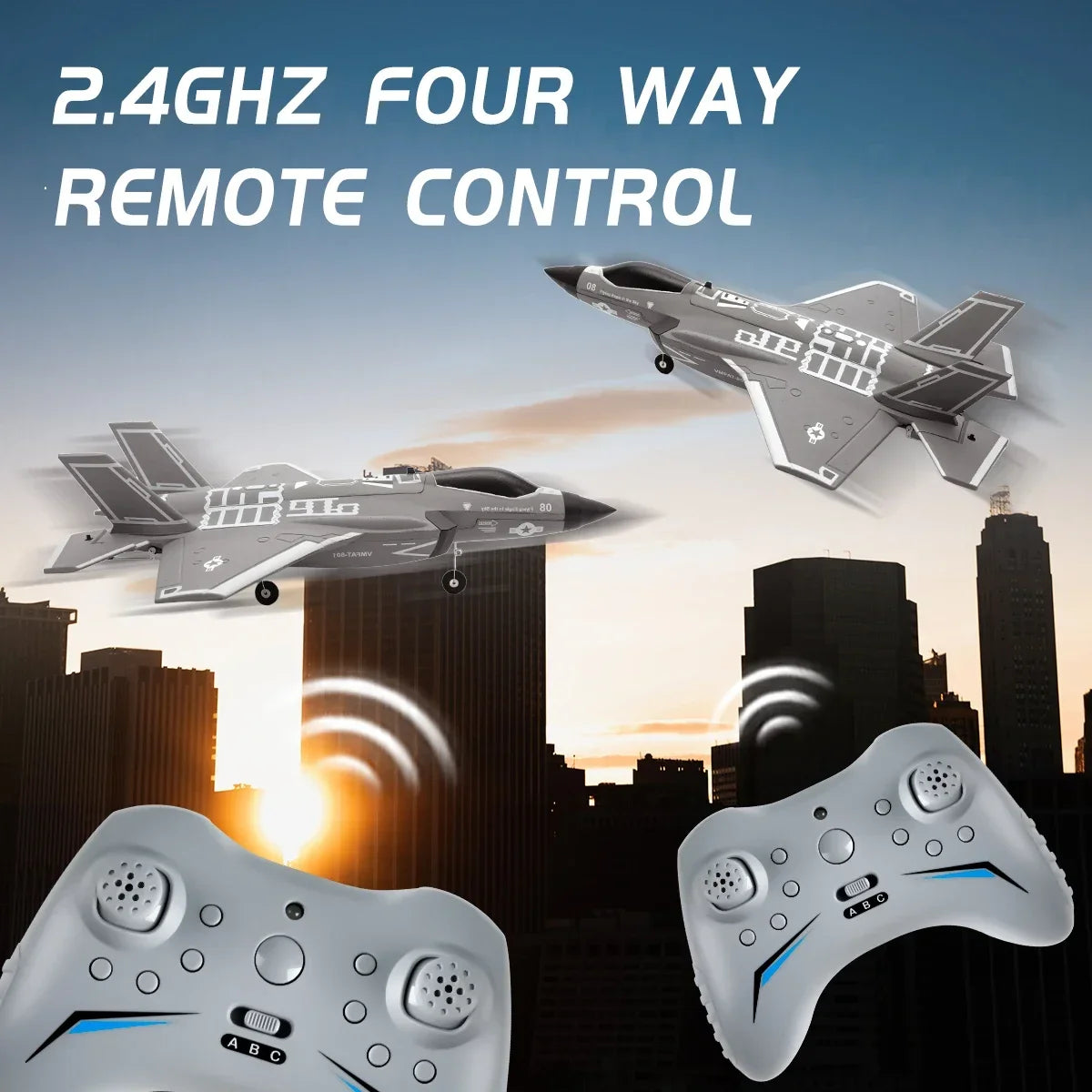 Avião RC F35 FX9635 – Jato 2.4G 4 Canais com Motor Brushless | Presente Ideal para Adultos e Jovens