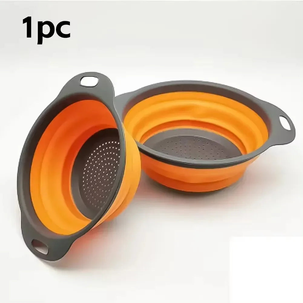 Escorredor Dobrável de Silicone para Frutas e Legumes – Cesto Multifuncional de Cozinha