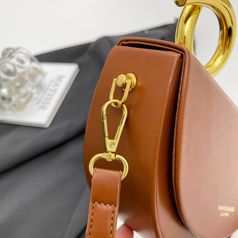 Bolsa Feminina Transversal Meia-Lua – Estilo Saddle em Couro PU, Design Elegante, 8 Cores Disponíveis