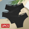3 Calcinhas femininas de algodão, sexy, cintura baixa, renda, calcinha, macia, respirável, lingerie feminina íntima.