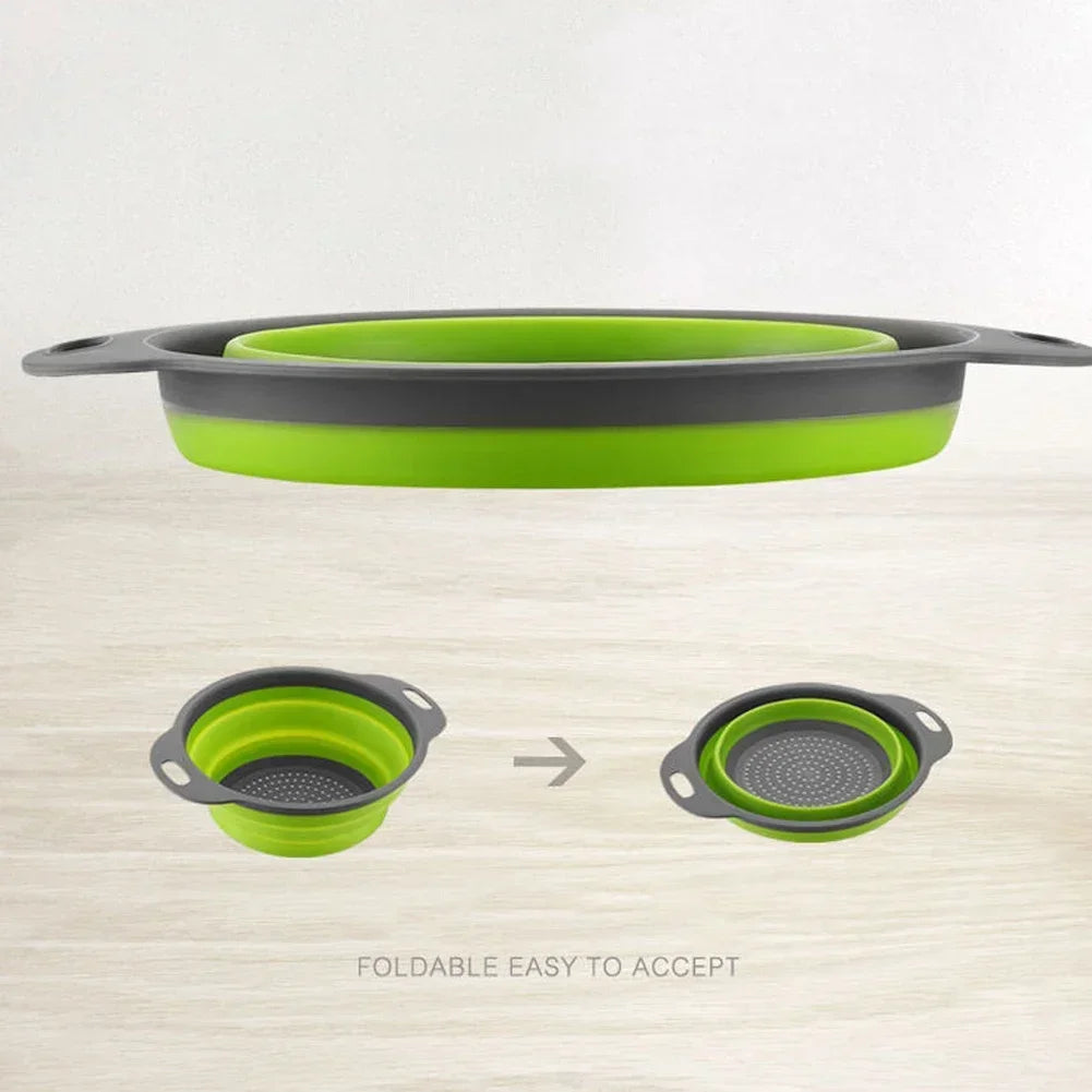 Escorredor Dobrável de Silicone para Frutas e Legumes – Cesto Multifuncional de Cozinha