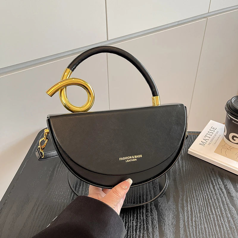 Bolsa Feminina Transversal Meia-Lua – Estilo Saddle em Couro PU, Design Elegante, 8 Cores Disponíveis